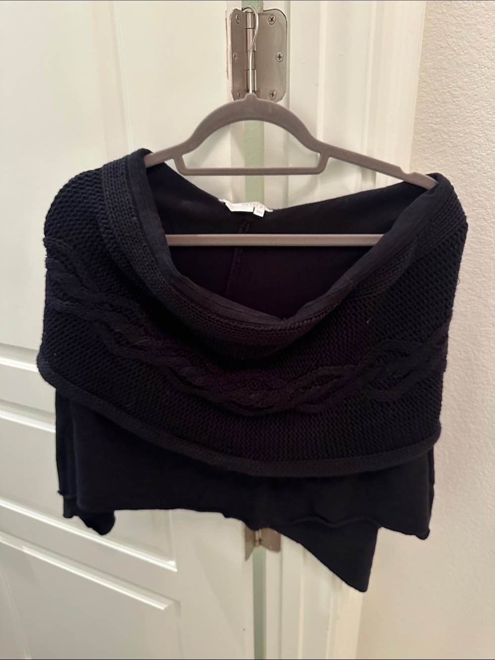 To the Max Black Off-Shoulder Cable Knit Sweater